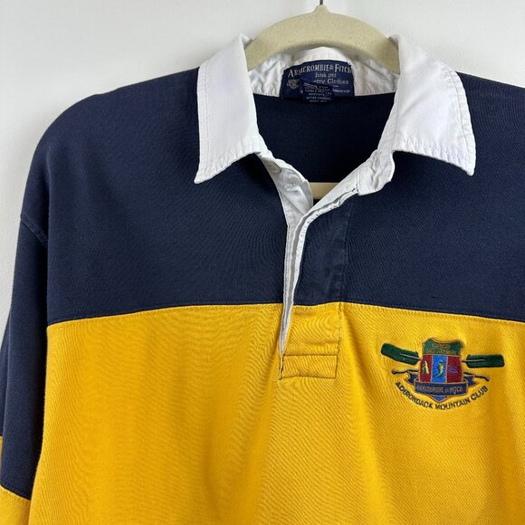 Vintage A&F Rugby Navy Yellow Stripe Medium - Picture 1 of 6